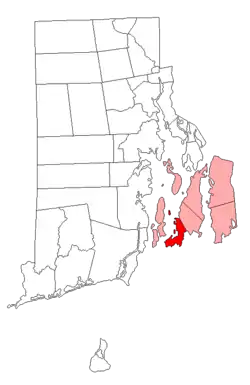 Location of Newport in Newport County, Rhode Island