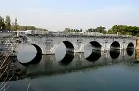 The bridge of Tiberius across the Marecchia in Rimini