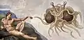 Creation of man according to the religion of the Flying Spaghetti Monster