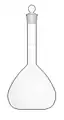 Volumetric flask—a flask used for preparing liquids in very precise volumes. It is a flask with a pear-shaped body and a long neck with a line on it which marks the standard volume it can contain.