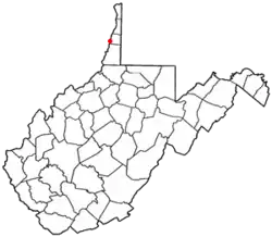 Location in Ohio County in the State of West Virginia