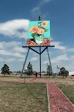 Oversized reproduction of van Gogh's Sunflowers