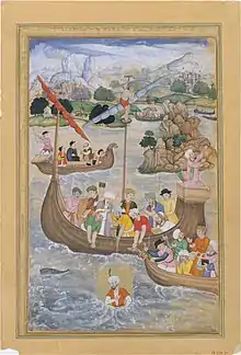 Alexander is Lowered into the Sea, from a Khamsa (Quintet) of Amir Khusrau Dihlavi c. 1597–98, attributed to Mukanda.