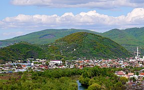 Northern outskirts of Mukachevo, Halish and Lovachka mountains