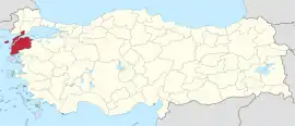 Location of the province within Turkey