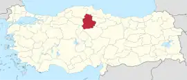 Location of the province within Turkey