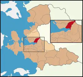 Map showing Karşıyaka District in İzmir Province