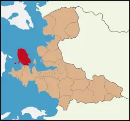 Map showing Karaburun District in İzmir Province