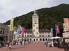 The tower of the "Town Hall" building, stylized as a tower of the Sochi railway station.