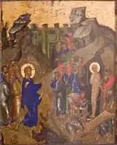 The Resurrection of Lazarus, Byzantine icon, late 14th  – early 15th century, (From the Collection of G. Gamon-Gumun, Russian museum)