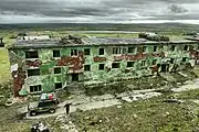 Dilapidated building in Skorbeevsky Cape (Мыс Скорбеевский), former military garrison