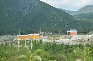 View of terrain looking across the top of the tunnel midway along