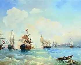 Battle of Reval in 1790 (a free copy of Aivazovsky's painting)