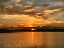 Sunset in lake Starobzhegokaya, Takhtamukaysky District