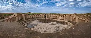 Remains (partly reconstructed) of the Large Serdab or Birka Handasiyya inside the Dār al-Khilāfa palace in Samarra (around or after 836)