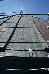 Lead roof sheathing of one of the two towers