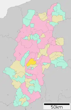 Location of Tatsuno in Nagano Prefecture