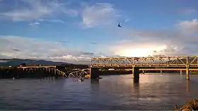 The through truss Skagit River bridge on Interstate 5 collapsed after an overhead support was hit by a passing truck