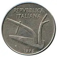 1975 Italian lira coin