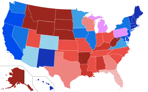 House seats by party holding plurality in state