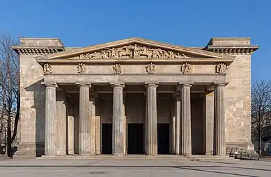 Greek Revival columns of the Neue Wache, Berlin, by Karl Friedrich Schinkel and Salomo Sachs, 1816