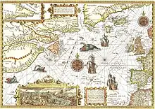 1592–1594: A map of New France made by cartographers Jan Doetecom, Petrus Plancius, and Cornelis Claesz.