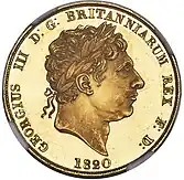 Gold coin showing a man's bust