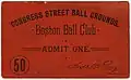 Congress Street Grounds pass, 1891