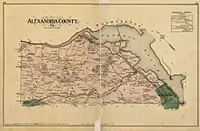 G.M. Hopkins map of Alexandria County, Virginia, showing the route of the Washington and Ohio Railroad, 1878