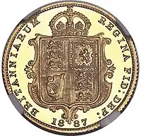 Gold coin showing a heraldic shield