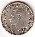 The obverse of the commemorative 1951 Australian florin, with King George VI