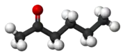 Ball-and-stick model of hexan-2-one