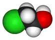 Spacefill model of 2-chloroethanol