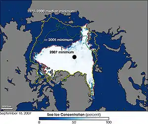 Image of Arctic shrinkage from Aqua observations