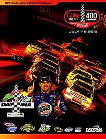 The 2010 Coke Zero 400 program cover, featuring Tony Stewart.