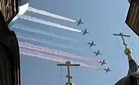 Russian flag presented by Su-25s