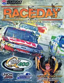 The 2012 Quaker State 400 program cover, featuring Kyle Busch.