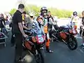 2013 Isle of Man TT — Start of the Newcomers Speed Control with Isle of Man TT winners John McGuinness (left) and Bruce Anstey (right) 25 May 2013