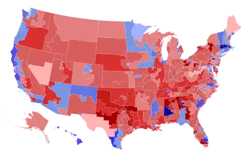 Results shaded according to winning candidate's share of vote