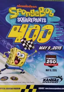 The 2015 SpongeBob SquarePants 400 program cover, featuring SpongeBob SquarePants