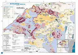 2018 United Nations map of the area, showing the Israeli occupation arrangements in the governorate