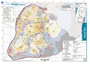 2018 United Nations map of the area, showing the Israeli occupation arrangements in the governorate