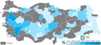 Results obtained by the Good Party by province