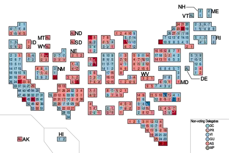 Cartogram of results: