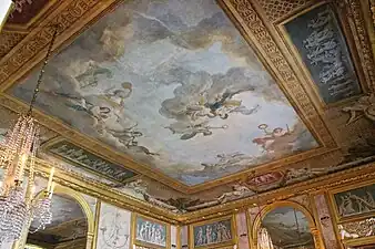 Ceiling of the Grand Salon, ""The Muses being crowned by Minerva" by Jean-Simon Barthelemy (1786)