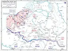 A map of northern France depicting the Anglo-French and German lines.