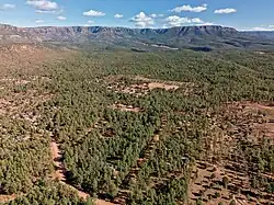 Aerial view of Mead Ranch underneath the Mogollon Rim