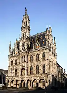 Oudenaarde Town Hall built by Hendrik van Pede in 1526-1537 as one of the last Gothic town halls of present-day Belgium.