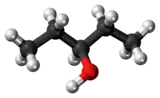 Ball-and-stick model of the 3-pentanol molecule