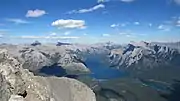 Lake Minnewanka seen from Cascade Mountain Summit